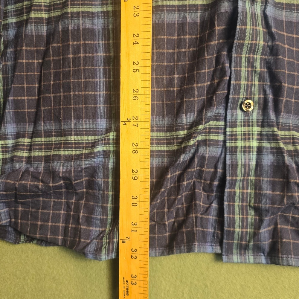 Tommy Bahama Mens 2XLB Big Silk Blend Plaid Long Sleeve Button Down Shirt Navy - Picture 6 of 11